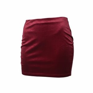 Fashion Nova Velvet Mini Skirt in Deep Red